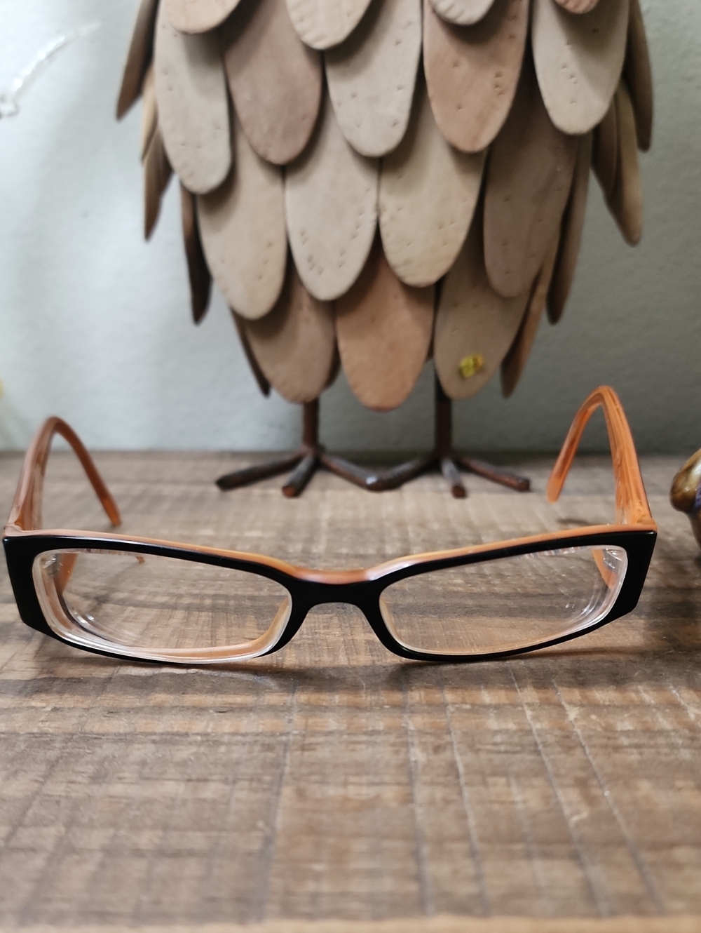 Prada Black Orange Two-Tone Rectangular Eyeglass Frames Women's Optical